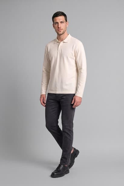 Regular Fit Pique Long Sleeve T-Shirt