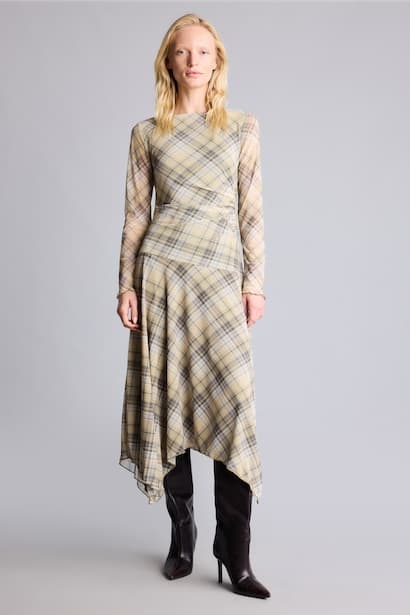 Asymmetric Cut Midi Tulle Dress