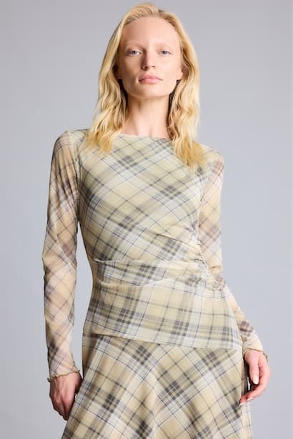Asymmetric Cut Midi Tulle Dress (٣)