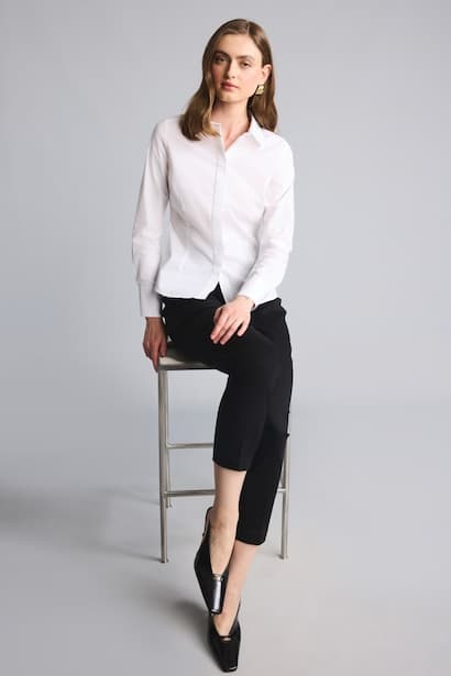 Cigarette Normal Waist Straight Leg Satin Black Trousers