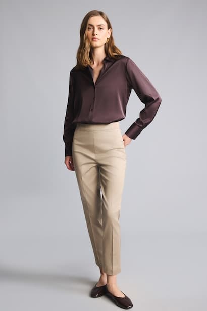 Cigarette Normal Waist Satin Trousers