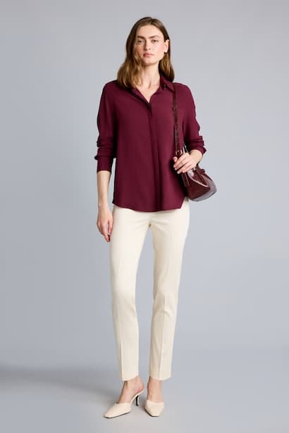 Cigarette Fit Regular Hem Satin Trousers