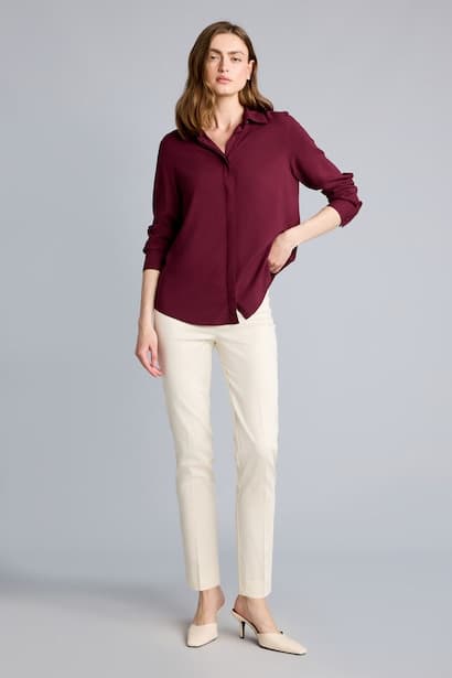 Cigarette Fit Regular Hem Satin Trousers (3)