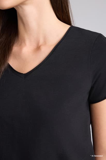 Regular Fit V-neck Basic Short Sleeve T-Shirt (4)