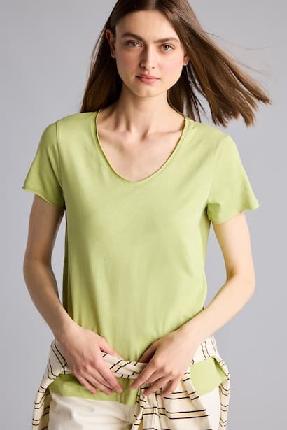 Regular Fit V-neck Basic 100% Cotton Short Sleeve T-Shirt