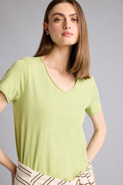 Regular Fit V-neck Basic 100% Cotton Short Sleeve T-Shirt (3)
