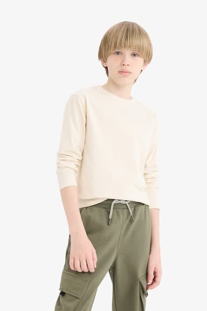 Boy Crew Neck Long Sleeve Basic T-Shirt (3)