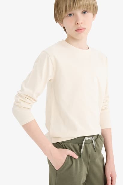 Boy Crew Neck Long Sleeve Basic T-Shirt (4)