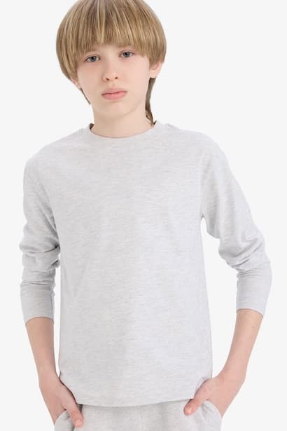 Boy Crew Neck Long Sleeve Basic T-Shirt
