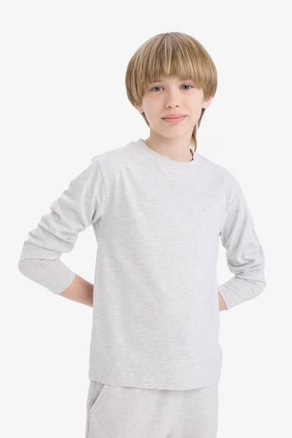 Boy Crew Neck Long Sleeve Basic T-Shirt (3)