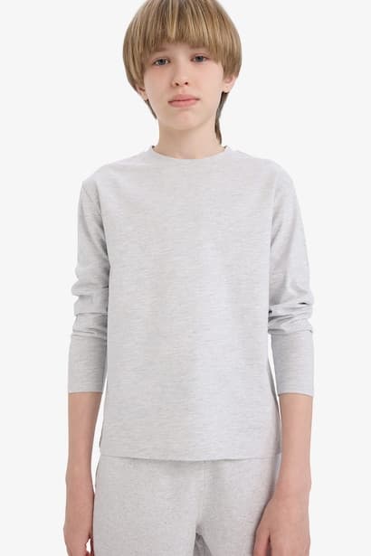Boy Crew Neck Long Sleeve Basic T-Shirt (4)