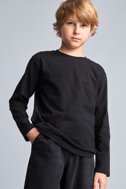 Boy 100% Cotton Regular Fit Black T-Shirt