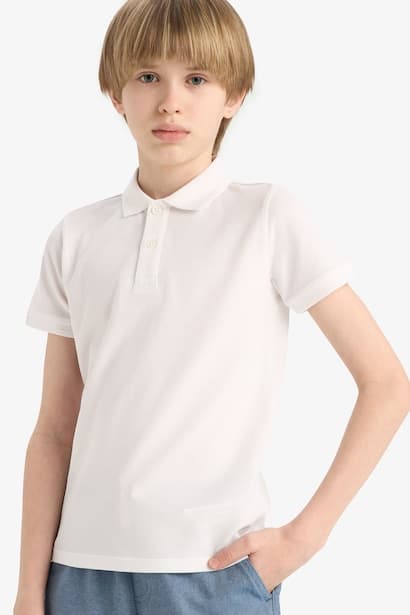 Boy Polo Neck Basic Pique T-Shirt
