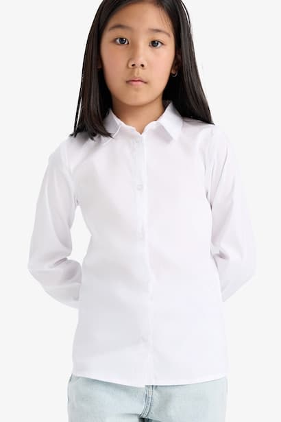 Girl Slim Fit Bengalin Long Sleeve Shirt