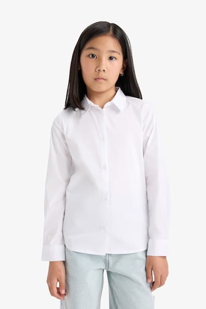 Girl Slim Fit Bengalin Long Sleeve Shirt (3)