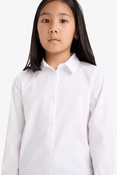 Girl Slim Fit Bengalin Long Sleeve Shirt (4)