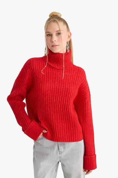 Oversize Fit Turtleneck Pullover (٣)