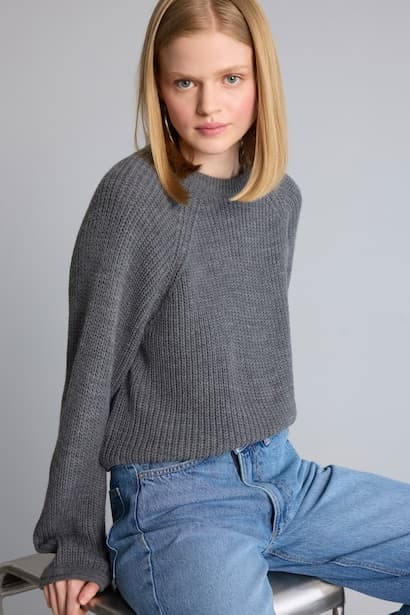 Regular Fit Basic Solid Knit Crew Neck Long Sleeve Pullover