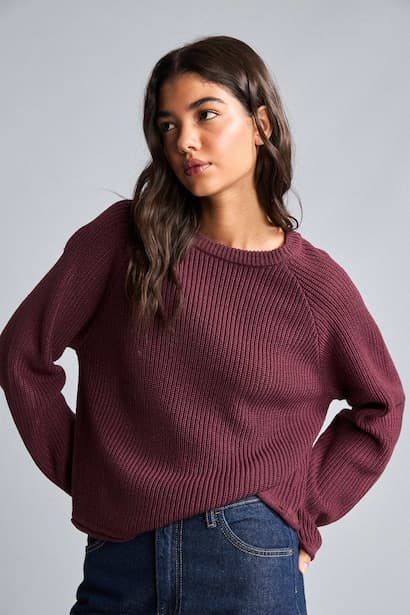 Regular Fit Crew Neck Basic Plain Knit Pullover (٣)