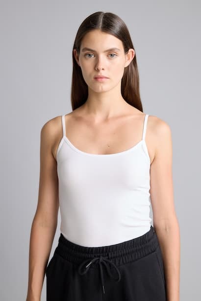 Regular Fit Cotton Thin-Strap Tank Top Tank Top & Crop Top (٣)