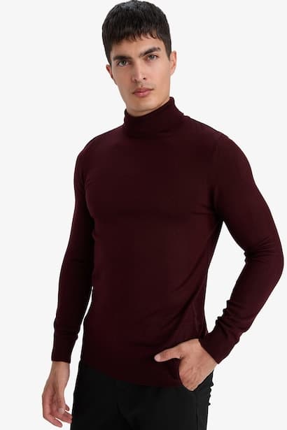 Slim Fit Turtleneck Knitwear Pullover (٣)