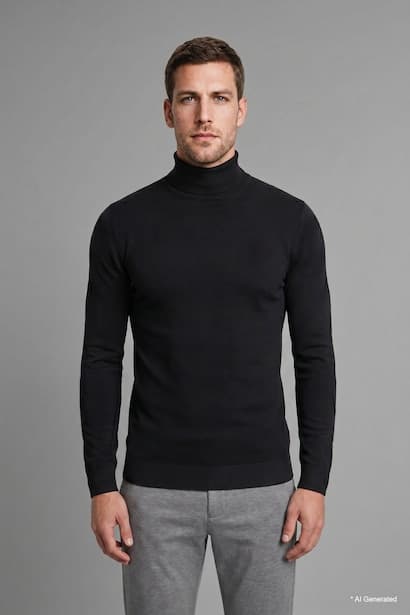 Slim Fit Knitted Turtleneck Sweater Pullover (٣)