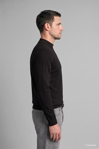 Slim Fit Mock Neck Basic Knit Pullover (٣)