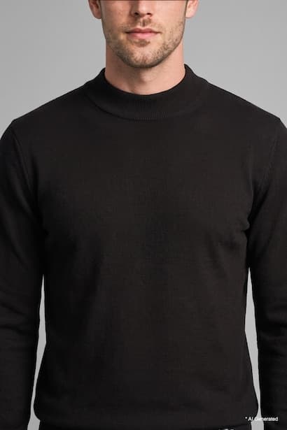 Slim Fit Mock Neck Basic Knit Pullover (٤)