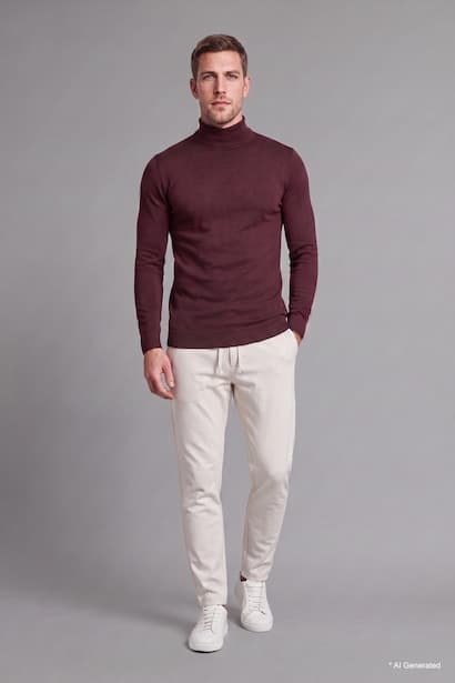 Slim Fit Knitted Turtleneck Sweater Pullover