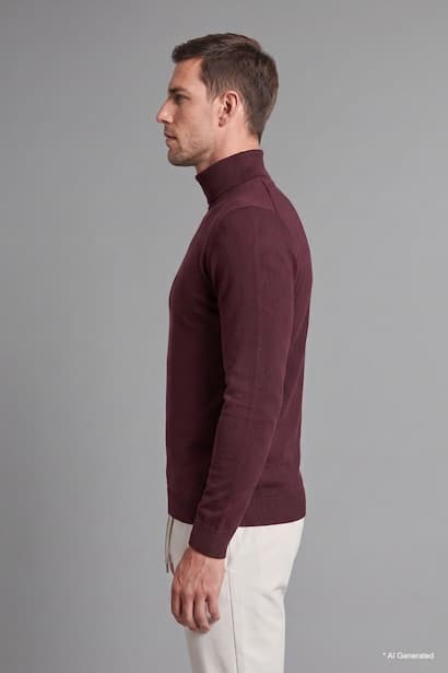 Slim Fit Knitted Turtleneck Sweater Pullover (٣)