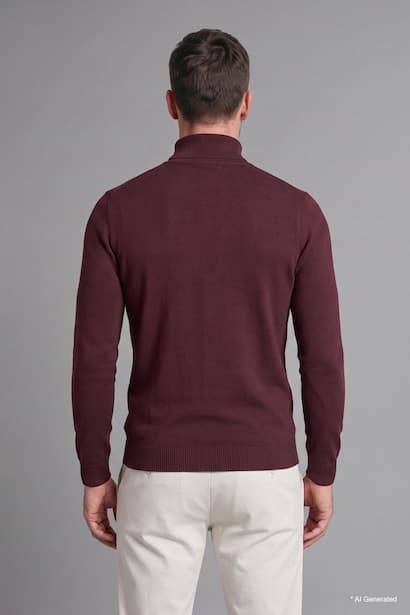 Slim Fit Knitted Turtleneck Sweater Pullover (٤)