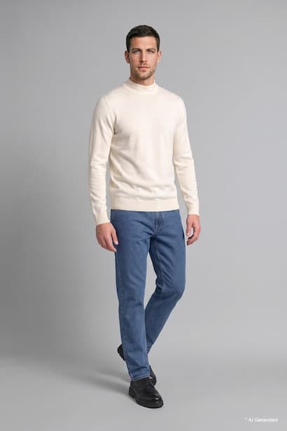 Slim Fit Mock Neck Basic Knit Pullover