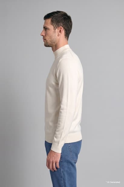 Slim Fit Mock Neck Basic Knit Pullover (٣)