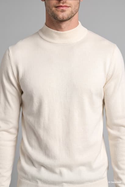 Slim Fit Mock Neck Basic Knit Pullover (٤)