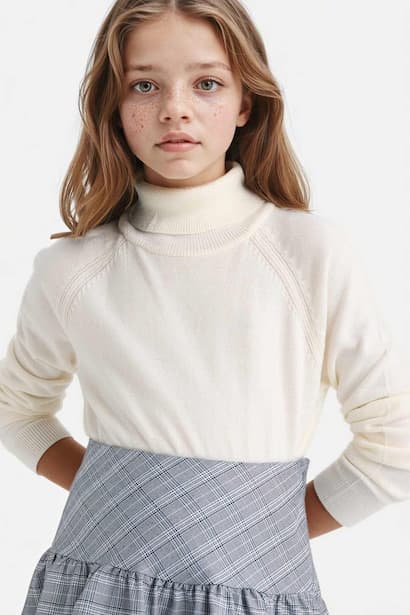 Girl Regular Fit Turtleneck Pullover
