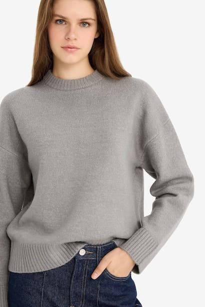 Oversize Crew Neck Knit Pullover