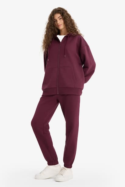 Jogger Fit Elastic Banded Leg Thick Fabric Trousers (٣)