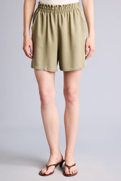 Paperbag Fit Belmando High Waist Wide Leg Shorts (٤)