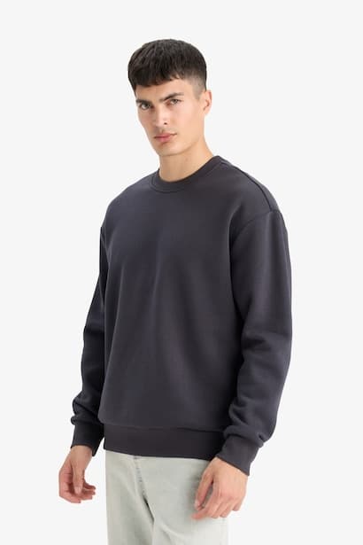 Relax Fit Basic Soft Inside Thick Sweatshirt (3)