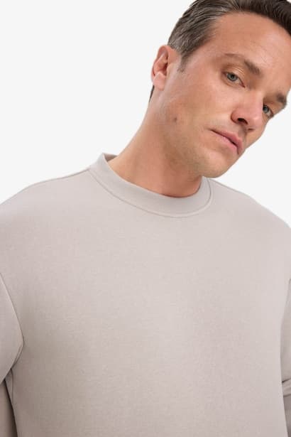 Relax Fit Crew Neck Thick Basic Sweatshirt (4)