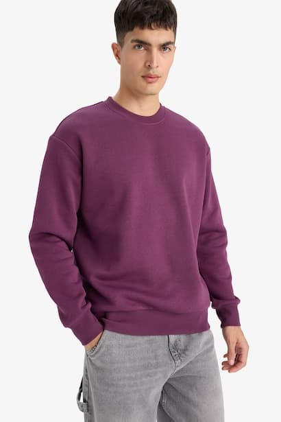 Relax Fit Crew Neck Thick Fabric Sweatshirt (٤)