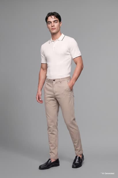Fitted Straight Leg Stretch Trousers