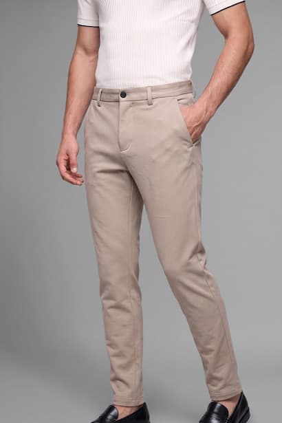 Fitted Straight Leg Stretch Trousers (٣)