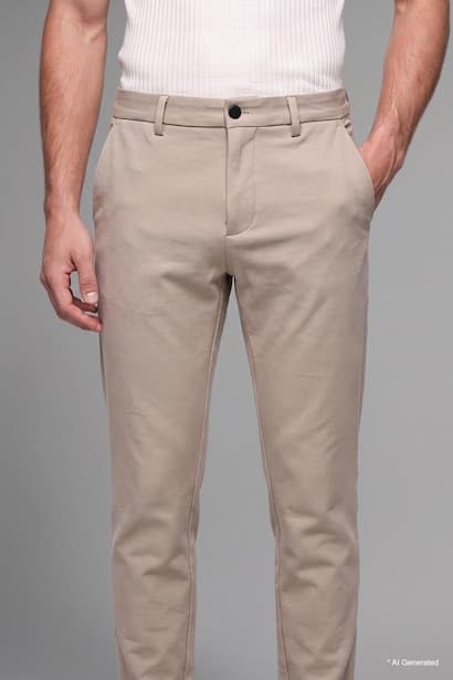 Fitted Straight Leg Stretch Trousers (٤)