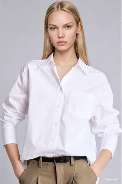 100% Cotton Oversize Poplin White Shirt