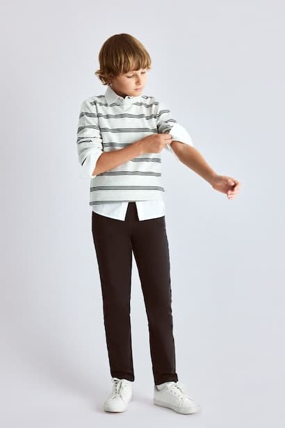 Boy Regular Fit Gabardine Straight Leg Pocket Trousers (3)