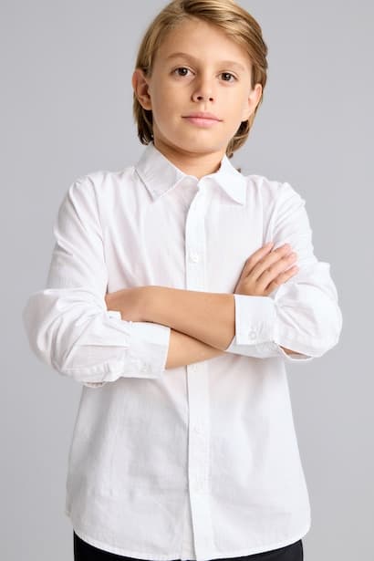 Boy 100% Cotton Regular Fit Poplin Long Sleeve Shirt