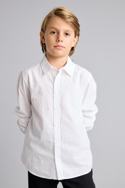 Boy 100% Cotton Regular Fit Poplin Long Sleeve Shirt (3)