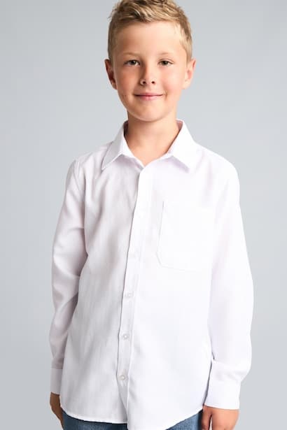 Boy Regular Fit White Oxford Long Sleeve Shirt (٤)