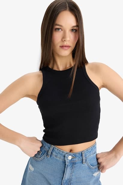 Slim Fit Camisole Halter Collar Tank Top Tank Top & Crop Top